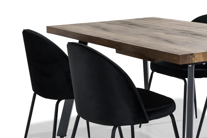 Matgrupp Jaunita Förlängningsbar 140 cm med 4 Gerardo Stol - Brun|Svart - Möbler - Bord & matgrupp - Matgrupp