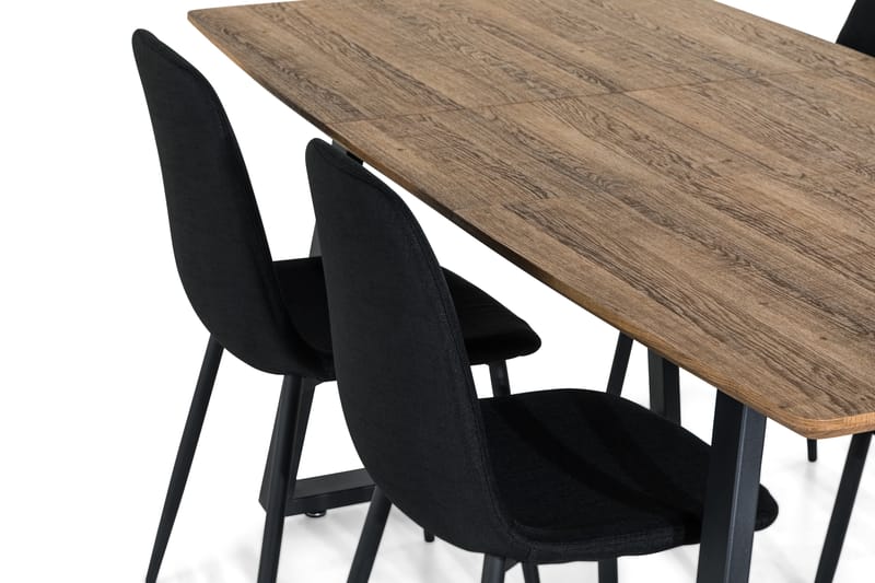 Matgrupp Jaunita Förlängningsbar 140 cm med 4 Naira Stol - Brun|Svart - Möbler - Bord & matgrupp - Matgrupp