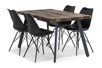 Matgrupp Jaunita Förlängningsbar 140 cm med 4 Scale Stol - Brun|Svart - Möbler - Bord & matgrupp - Matgrupp