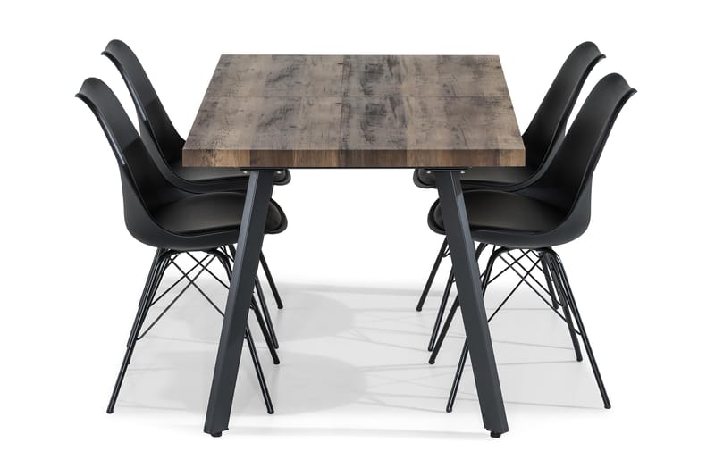 Matgrupp Jaunita Förlängningsbar 140 cm med 4 Scale Stol - Brun|Svart - Möbler - Bord & matgrupp - Matgrupp