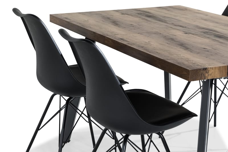 Matgrupp Jaunita Förlängningsbar 140 cm med 4 Scale Stol - Brun|Svart - Möbler - Bord & matgrupp - Matgrupp