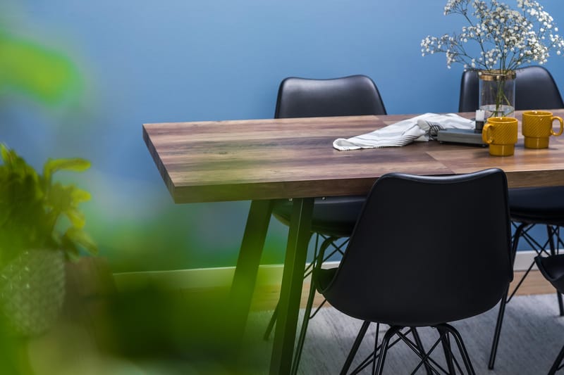 Matgrupp Jaunita Förlängningsbar 140 cm med 4 Scale Stol - Brun|Svart - Möbler - Bord & matgrupp - Matgrupp