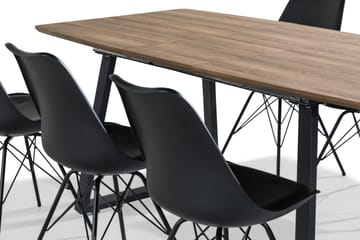 Matgrupp Jaunita Förlängningsbar 140 cm med 6 Scale Stol - Brun|Svart - Möbler - Bord & matgrupp - Matgrupp
