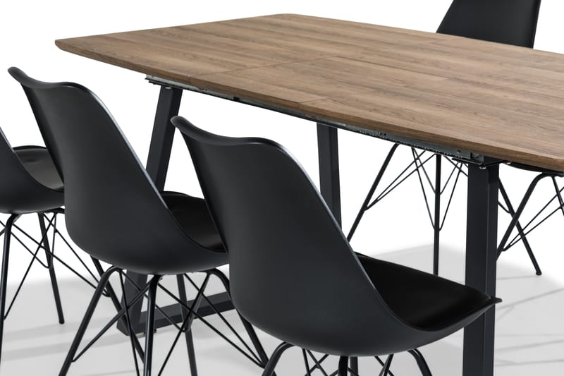 Matgrupp Jaunita Förlängningsbar 140 cm med 6 Scale Stol - Brun|Svart - Möbler - Bord & matgrupp - Matgrupp