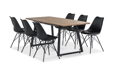Matgrupp Jaunita Förlängningsbar 140 cm med 6 Scale Stol - Brun|Svart - Möbler - Bord & matgrupp - Matgrupp