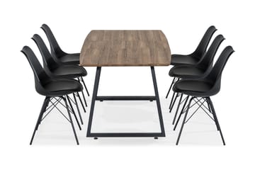 Matgrupp Jaunita Förlängningsbar 140 cm med 6 Scale Stol - Brun|Svart - Möbler - Bord & matgrupp - Matgrupp