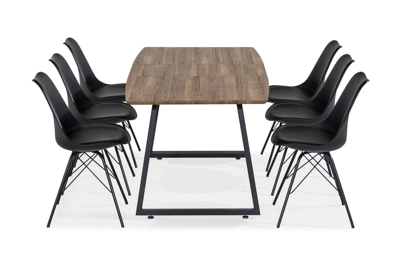 Matgrupp Jaunita Förlängningsbar 140 cm med 6 Scale Stol - Brun|Svart - Möbler - Bord & matgrupp - Matgrupp
