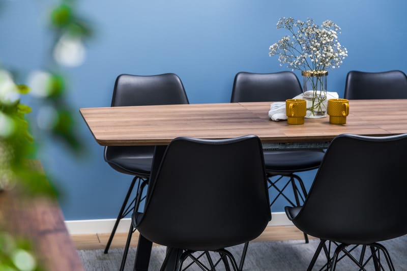 Matgrupp Jaunita Förlängningsbar 140 cm med 6 Scale Stol - Brun|Svart - Möbler - Bord & matgrupp - Matgrupp