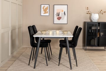 Matgrupp Jyma Förlängningsbar 150 cm inkl 4 Donmon Stolar - Vit/Svart/Sammet - Möbler - Bord & matgrupp - Matgrupp