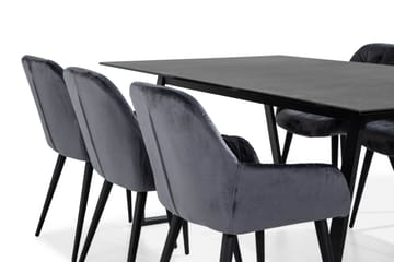 Matgrupp Kaj 200 cm  6 st Giovanni Stol Sammet - Svart - Möbler - Bord & matgrupp - Matgrupp