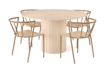 Matgrupp Kopparbo 130 cm Rund inkl 4 Radella Stolar - Natur - Möbler - Bord & matgrupp - Matgrupp