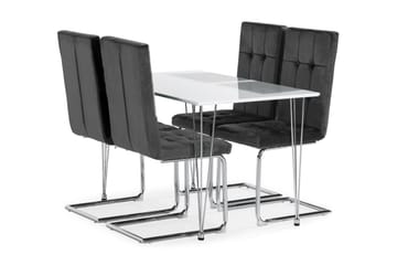 Matgrupp Kronblom 120 cm  4 st Jessed Matstol - Grå|Vit|Krom - Möbler - Bord & matgrupp - Matgrupp
