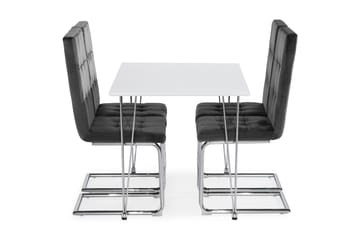 Matgrupp Kronblom 120 cm  4 st Jessed Matstol - Grå|Vit|Krom - Möbler - Bord & matgrupp - Matgrupp
