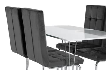 Matgrupp Kronblom 120 cm  4 st Jessed Matstol - Grå|Vit|Krom - Möbler - Bord & matgrupp - Matgrupp