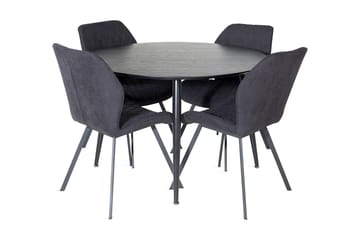 Matgrupp Larrinzar 115 cm Rund inkl 4 Pombriego Stolar - Svart - Möbler - Bord & matgrupp - Matgrupp