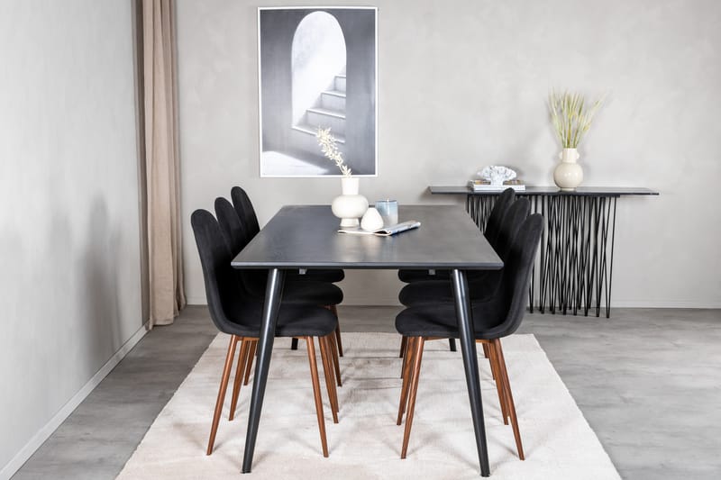 Matgrupp Larrinzar 180 cm inkl 6 Yegua Stolar - Svart/Brun - Möbler - Bord & matgrupp - Matgrupp