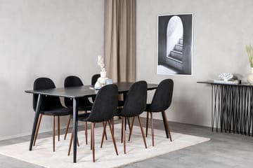 Matgrupp Larrinzar 180 cm inkl 6 Yegua Stolar - Svart/Brun - Möbler - Bord & matgrupp - Matgrupp