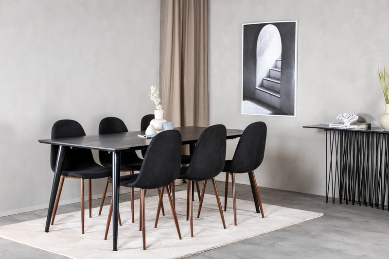Matgrupp Larrinzar 180 cm inkl 6 Yegua Stolar - Svart/Brun - Möbler - Bord & matgrupp - Matgrupp
