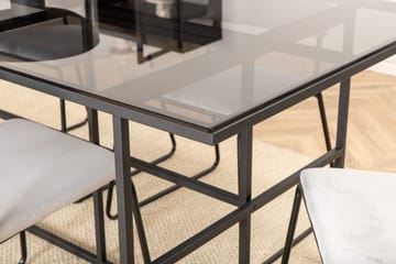 Matgrupp Leria 200 cm inkl 6 Kenth Sammetsstolar - Glas/Svart/Ljusgrå - Möbler - Bord & matgrupp - Matgrupp