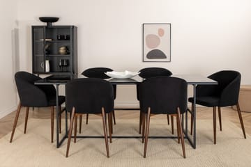 Matgrupp Leria 200 cm inkl 6 Kullersbro Stolar - Glas/Svart/Brun - Möbler - Bord & matgrupp - Matgrupp