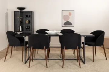 Matgrupp Leria 200 cm inkl 6 Kullersbro Stolar - Glas/Svart/Brun - Möbler - Bord & matgrupp - Matgrupp