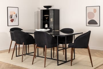 Matgrupp Leria 200 cm inkl 6 Kullersbro Stolar - Glas/Svart/Brun - Möbler - Bord & matgrupp - Matgrupp