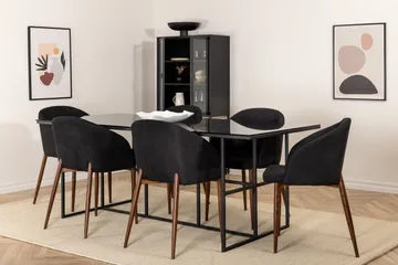 Matgrupp Leria 200 cm inkl 6 Kullersbro Stolar - Glas/Svart/Brun - Möbler - Bord & matgrupp - Matgrupp