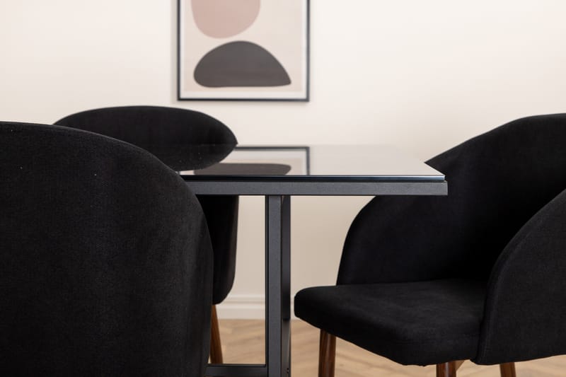 Matgrupp Leria 200 cm inkl 6 Kullersbro Stolar - Glas/Svart/Brun - Möbler - Bord & matgrupp - Matgrupp