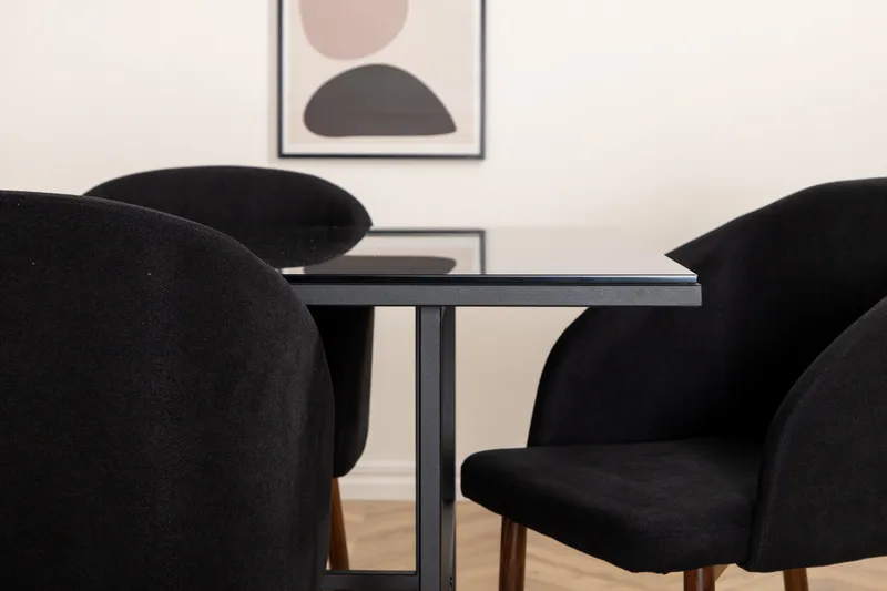 Matgrupp Leria 200 cm inkl 6 Kullersbro Stolar - Glas/Svart/Brun - Möbler - Bord & matgrupp - Matgrupp