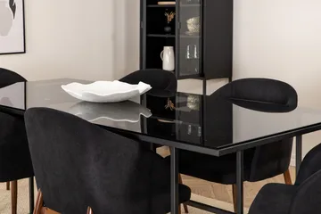 Matgrupp Leria 200 cm inkl 6 Kullersbro Stolar - Glas/Svart/Brun - Möbler - Bord & matgrupp - Matgrupp