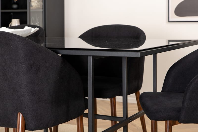 Matgrupp Leria 200 cm inkl 6 Kullersbro Stolar - Glas/Svart/Brun - Möbler - Bord & matgrupp - Matgrupp