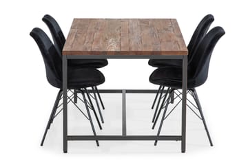 Matgrupp Limerick 140 cm med 4 Scale Stol Sammet - Brun|Svart - Möbler - Bord & matgrupp - Matgrupp
