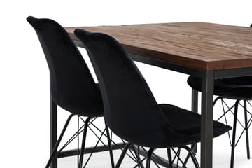 Matgrupp Limerick 140 cm med 4 Scale Stol Sammet - Brun|Svart - Möbler - Bord & matgrupp - Matgrupp