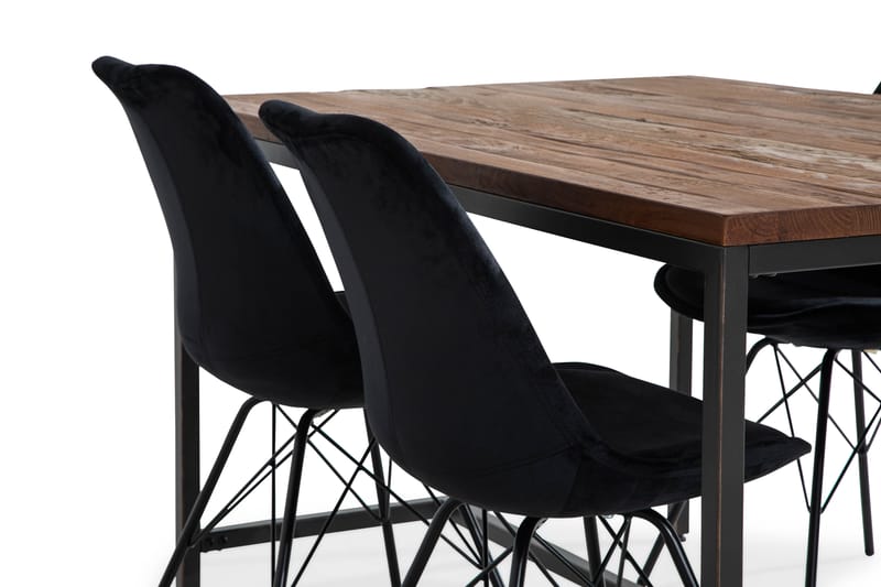 Matgrupp Limerick 140 cm med 4 Scale Stol Sammet - Brun|Svart - Möbler - Bord & matgrupp - Matgrupp
