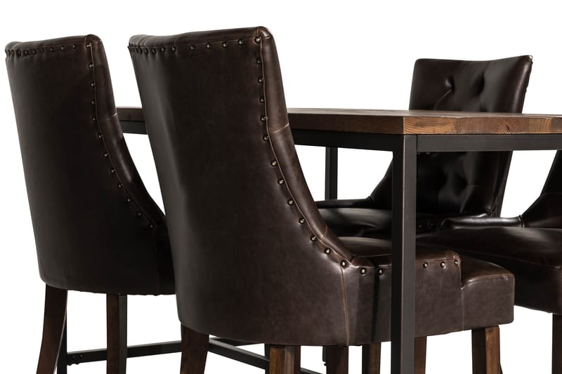 Matgrupp Limerick 140 cm med 4 Tuva Fåtölj - Rustik Alm|Svart|Brun PU - M�öbler - Bord & matgrupp - Matgrupp