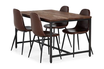 Matgrupp Limerick 180 cm med 4 Naira Stol - Rustik Alm|Svart|Brun - Möbler - Bord & matgrupp - Matgrupp