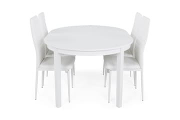 Matgrupp Lowisa Förlängningsbar 150 cm med 4 Fred Stol - Vit - Möbler - Bord & matgrupp - Matgrupp