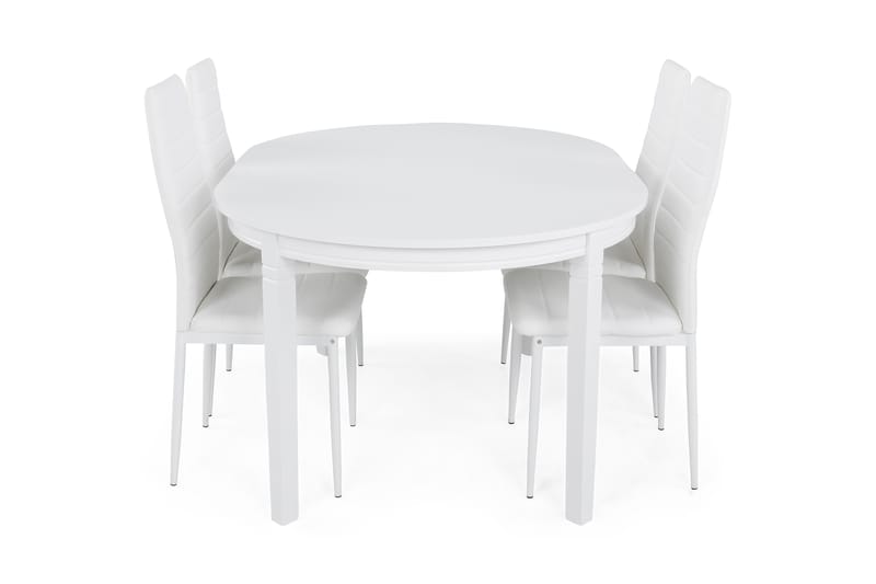 Matgrupp Lowisa Förlängningsbar 150 cm med 4 Fred Stol - Vit - Möbler - Bord & matgrupp - Matgrupp