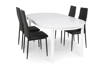Matgrupp Lowisa Förlängningsbar 150 cm med 4 Fred Stol - Vit|Svart - Möbler - Bord & matgrupp - Matgrupp
