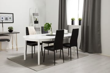Matgrupp Lowisa Förlängningsbar 150 cm med 4 Fred Stol - Vit|Svart - Möbler - Bord & matgrupp - Matgrupp