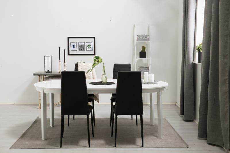 Matgrupp Lowisa Förlängningsbar 150 cm med 4 Fred Stol - Vit|Svart - Möbler - Bord & matgrupp - Matgrupp