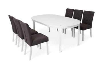 Matgrupp Lowisa Förlängningsbar 150 cm med 6 Emmie Stol - Vit|Grå - Möbler - Bord & matgrupp - Matgrupp