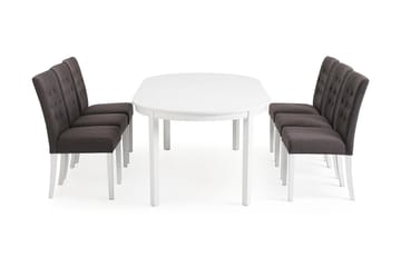 Matgrupp Lowisa Förlängningsbar 150 cm med 6 Emmie Stol - Vit|Grå - Möbler - Bord & matgrupp - Matgrupp