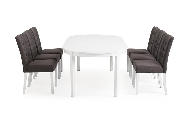 Matgrupp Lowisa Förlängningsbar 150 cm med 6 Emmie Stol - Vit|Grå - Möbler - Bord & matgrupp - Matgrupp