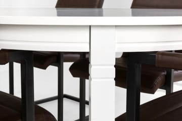 Matgrupp Lowisa Förlängningsbar 150 cm med 6 House Stol - Vit|Mörkbrun PU - Möbler - Bord & matgrupp - Matgrupp
