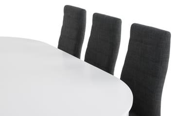 Matgrupp Lowisa Förlängningsbar 150 cm med 6 Jack Stol - Vit|Grå|Krom - Möbler - Bord & matgrupp - Matgrupp