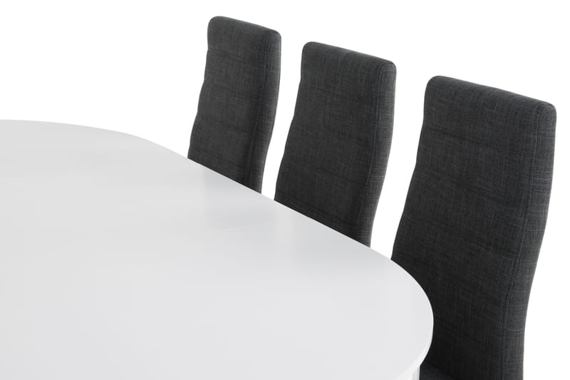 Matgrupp Lowisa Förlängningsbar 150 cm med 6 Jack Stol - Vit|Grå|Krom - Möbler - Bord & matgrupp - Matgrupp