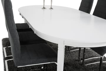 Matgrupp Lowisa Förlängningsbar 150 cm med 6 Jack Stol - Vit|Grå|Krom - Möbler - Bord & matgrupp - Matgrupp