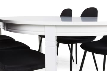 Matgrupp Lowisa Förlängningsbar 150 cm med 6 Naira Stol - Vit|Svart - Möbler - Bord & matgrupp - Matgrupp