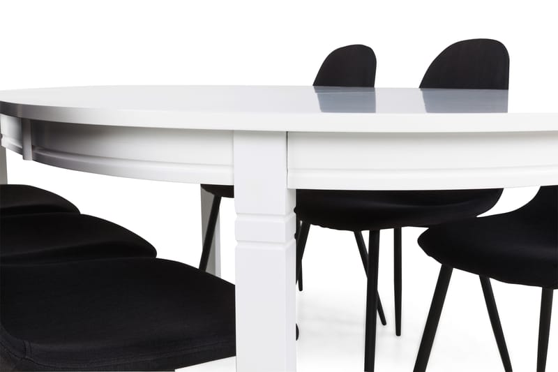 Matgrupp Lowisa Förlängningsbar 150 cm med 6 Naira Stol - Vit|Svart - Möbler - Bord & matgrupp - Matgrupp